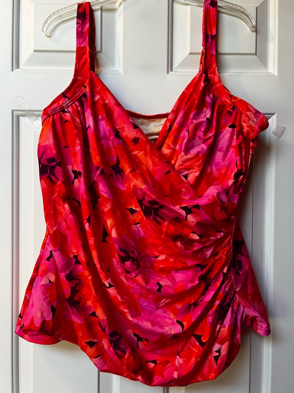 Miraclesuit Vibrant Red and Pink Floral Swim Tankini